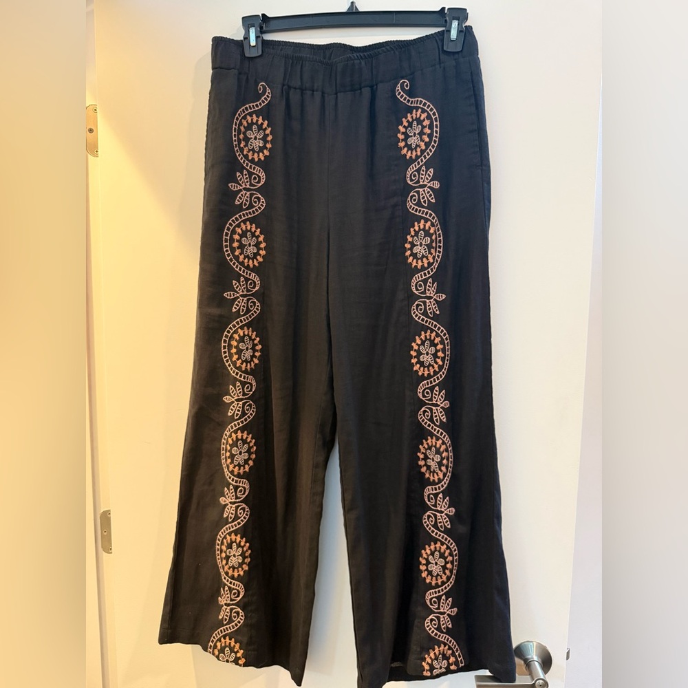 Embroidered Black Pants